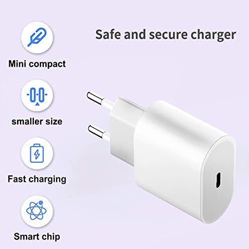 VOYEE Carregador De Parede Ultra Rápido Com Saída USB-C Power Delivery 20W e Cabo De Carregamento Pa