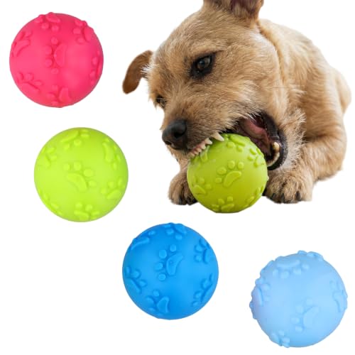 Shengxi 4 Pcs Pelota Interactiva para Perros, Juguetes de Goma Chirriantes
