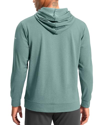 G Gradual Men's Fleece Hoodie Long Sleeve Athletic Workout Shirts(Beryl Green Heather,S) - image 2