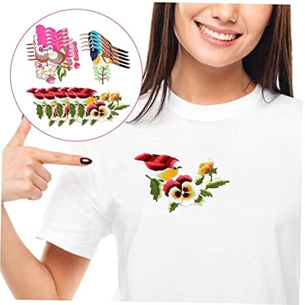 EXCEART 75 Pezzi Adesivi Per Computer Accessori Per Cappelli Adesivi Cowboy Patch Di Riparazione Vestiti Decori Di Fiori In Tessuto Animale Ferro Sulle Toppe Toppe A Forma Di