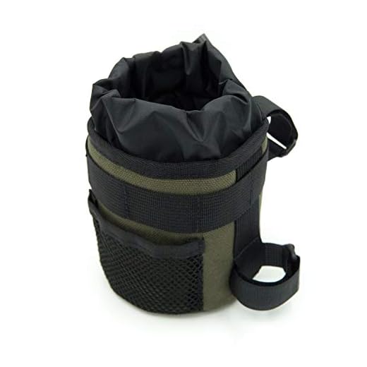 Emfiss Bike Water Bottle Cup Holder with Universal Bicycle Straps and Mesh Pocket, Green