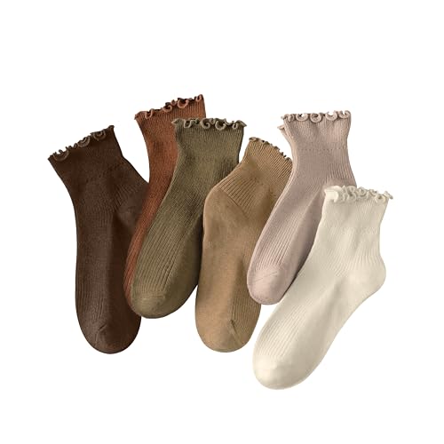 DQCUTE Ruffled Ankle Crew Socks