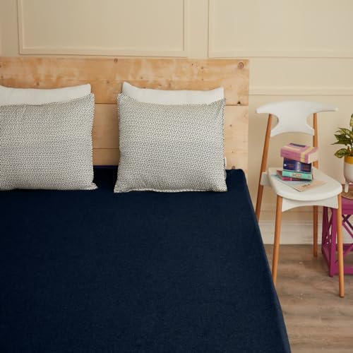 Image of Wakefit Cotton Feel Ultra Soft Waterproof Mattress Protector | Breathable - Hypoallergenic Mattresses Cover 78 inch x 60 inch - Queen, Blue