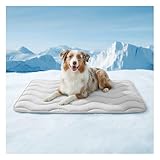 Dog Cooling Mat for Large Dogs, 42'x28' Breathable Self Cooling Crate Mat for Dogs & Cats, QMAX0.5 Portable Washable Pet Cooling Pad for Dog Bed Thickened Cool Fiber Indoor/Outdoor Summer,Grey