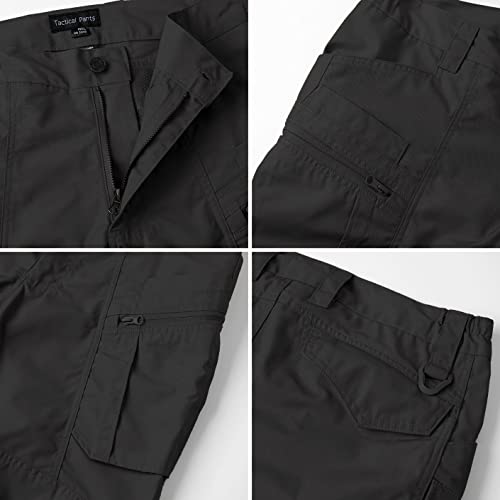 Carwornic Men's Rip-Stop Tactical Pants Lightweight Water Resistant Utility Work Pants Stretch Edc Uniform Military Cargo Pants For Outdoor Hiking Casual Construction Black #TOP6