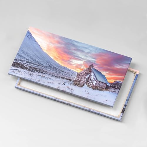 Tableau chalet sous la neige 140x70cm déco grand format - 5