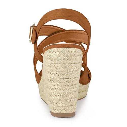 Allegra K Allegra K Women's Espadrilles Platform Slingback Brown Wedges Sandals - 7 M US