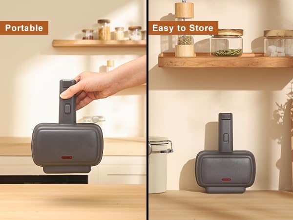 Miniatura 2 de Mini sandwichera con platos extraíbles Máquina portátil de queso a la parrilla, sándwichera de desayuno eléctrico con platos antiadherentes, prensa