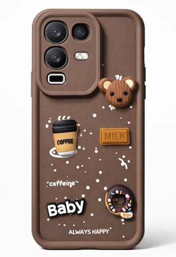 Image of Bintage Ball Bear| Donut| Milk Cake| Baby| Coffee Rubber Case Camera Protection Back Cover Compatible for Infinix Note 50x 5G (6.67) - Brown