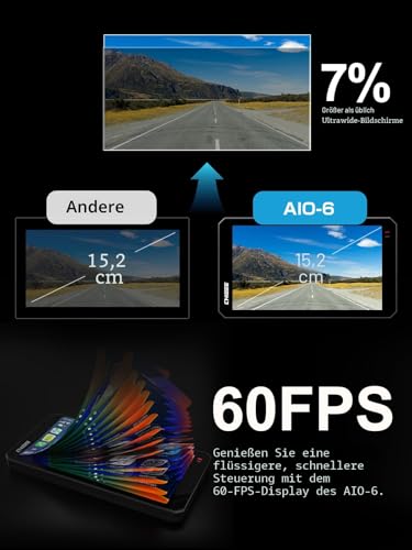 CHIGEE AIO-6 MAX Motorcycle Carplay Android Auto GPS Navigation System, BSD, STARVIS HDR 5\ LCD, 60FPS,5G Wi-Fi BT, IPX9 Waterproof, Support Siri Google Assistant, 24H Parking Mode, Dedicated App