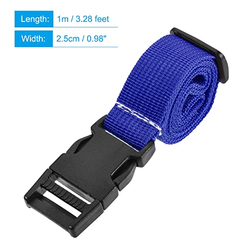 Image of MECCANIXITY Utility Strap with Buckle 1x40 Inch Polyester Quick Release Adjustable Belt for Travel Outdoor Bag Luggage Packing (Blue)