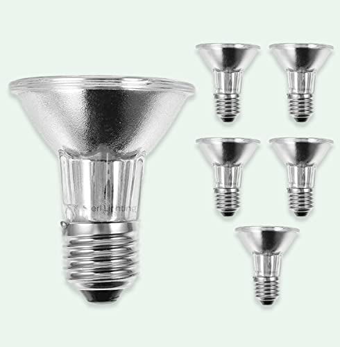 Sterl Lighting - 6 Pack, PAR20 Halogen Flood Light Bulb, 38W, 120V, Clear, Dimmable, 2700K Warm White, E26 Base Best for Accent Light, Track Lighting, Recessed Can, Stove Hood, Landscape Lighting