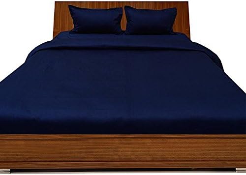 LaxLinen 400TC Super Soft Quality Egyptian Cotton 4PC Sheet Set 18" Inch Extra Deep Pocket Queen Bed Size, Navy Blue Solid 400-Thread Count