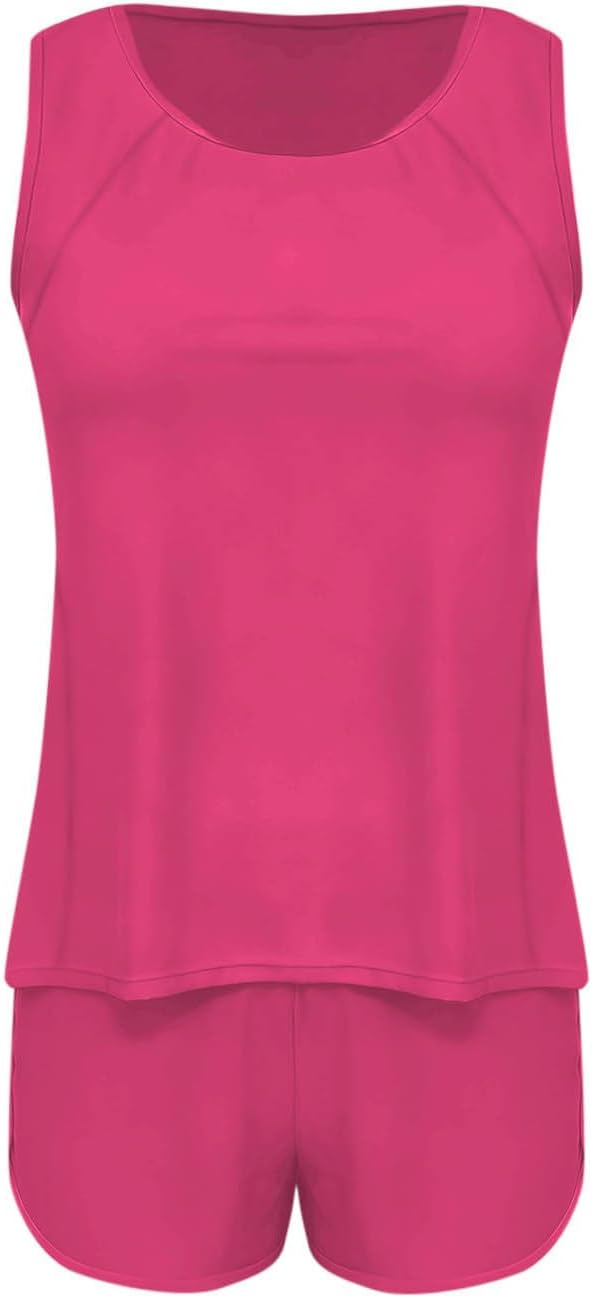 Tankini Swimsuits for Women Two Piece Athletic Bathing Suits Flowy Tankinis Top with Sporty Pockets Boy Shorts