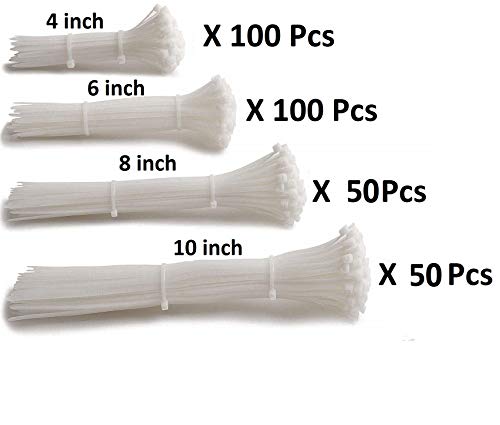 Image of ART IFACT 300 Pieces of Nylon Cable Tie Mixed Sizes - Super Strong, Natural Colour Cable Ties (Combination 2)