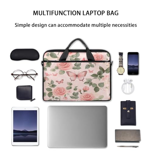Bolsa para laptop mariposa con hojas rosas 15 pulgadas miniatura 7