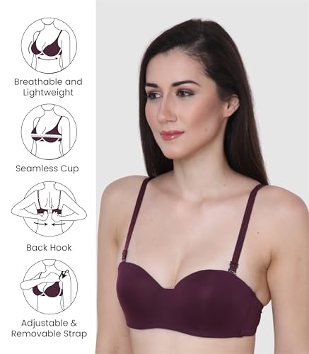 Image of GLAMORAS Women & Girls Demi Cup Bra | Nylon Spandex, Padded, Underwired Bra | Adjustable Detachable Straps, Low Coverage Demi Bra
