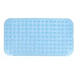 SYUULCOI Tappetino per vasca bagno e doccia in PVC antiscivolo con fori di drenaggio, pieghevole, per uso domestico e alberghiero, blu trasparente (Morso*70 cm)