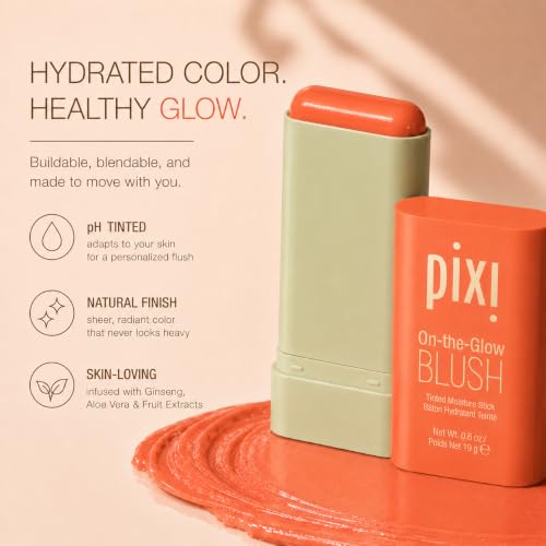 Image of Pixi On-the-Glow Blush - Juicy, Hydrating Tinted Moisture Blush Stick with Ginseng, Aloe Vera & Fruit Extracts, For Cheeks & Lips, 19g / 0.6oz, Paraben-Free