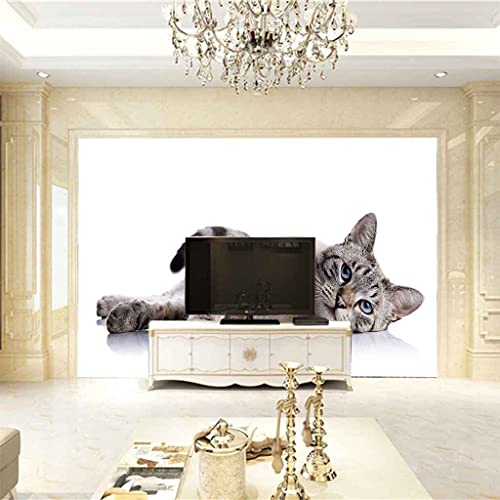 Papier peint auto-adhésif chaton gris toile lavable repositionnable - 4