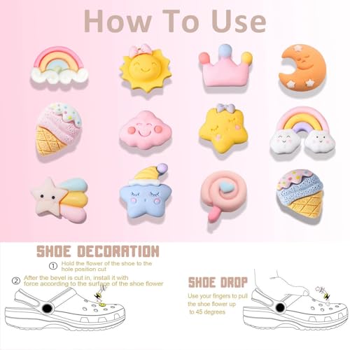 JOOTUEPO 12 Stück Schuh Charms für Clogs, Crocs Anstecker, Schuhschmuck, Shoe Schuhanstecker, für Crocs Anstecker Glitzer, Schuhanhänger, für Charms Glitzer, PVC Shoe Charm für Mädchen Frauen Kinder