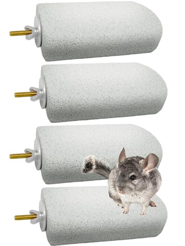 Niwaes Chinchilla Lava Ledges Rat Climbing Platform 4 Pack Pumice Ledge Shelf Pet Chewing Grinding Toys Small Animals Cage Accessories for Totoro Squirrel Guinea Pig Hamster Gray
