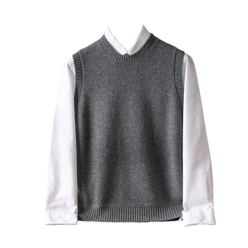 Men's O-Neck Wool Vest Casual Business Knitted Sleeveless Sweater Solid Pullover Waistcoat Tops
