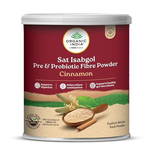 Image of A TATA Product- Organic India Sat Isabgol Pre & Probiotic Fibre Powder Cinnamon, 100g