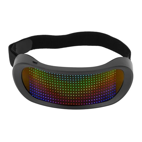 LED Party Glasses Full Color, Programmable APP Control Music Sync Display for Festival ABS USB Rechargeable 12x36 Pixels Single Pair 5 Hour Battery