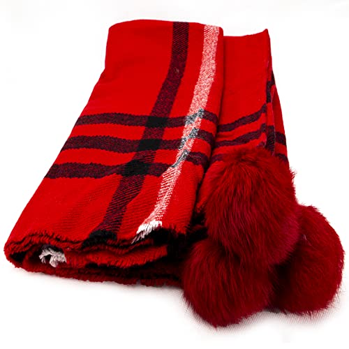 Keltik Tartan Schal für Damen mit Pompons Cover