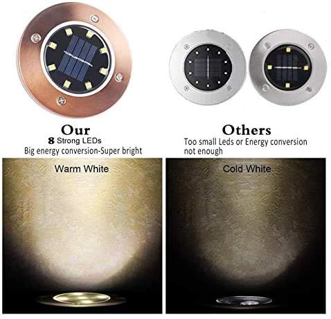 Outdoor In-Ground Lights Solar Power Led Ground Li 4 Pack Solar Outdoor Garden Lights 8 Led Solar Outdoor In-Ground Lights Stainless Steel Disk Lights Ip 67 Waterproof Used For Patio Lawn, Pathway, Ya #TOP5