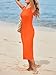Wenrine Women's Short Sleeve T-Shirt Dress Summer Crew Neck Basic Solid Casual Long Midi Dresses Orange