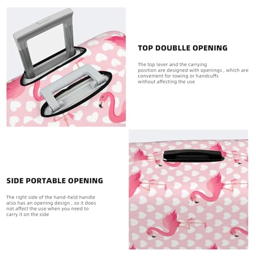 Cute Flamingo With Heart Luggage Cover Washable Elasticated Luggage Covers For Suitcase Tsa Approved Stylish Dust And Scratch Resistant Luggage Case Protector For Kids And Adults4
