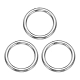 QUARKZMAN 3 Stück Edelstahl O Ringe 50mm Innendurch. 66mm Außendurch. 8mm Dicke, Nahtlose Metallringe zum Basteln Hundeleine Vorhang Tasche Seil Hängematte Kronleuchter Pflanzenaufhänger