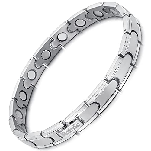 RainSo Womens Titanium Steel Magnetic Therapy Bracelet Pain Relief for Arthritis Adjustable...