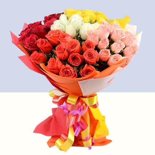 IFG's Beautiful Bouquet of Mixed Colour Roses, 54 pcs Fresh Flowers - Same Day Delivery-image-39