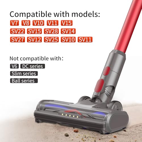 PHALIPIC Bürste Zubehör Kompatibel mit Dyson V7 V8 V10 V11 V15 Staubsaugern Bodenbürste mit Frontlichter Design für kurzflorige Teppiche und Hartböden