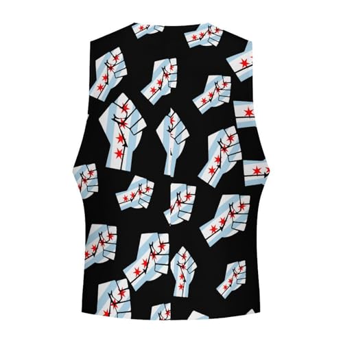Chicago Flag Resist Men's Suit Vest Slim Fit Business Dress Party Pattern Waistcoat Vest Top4