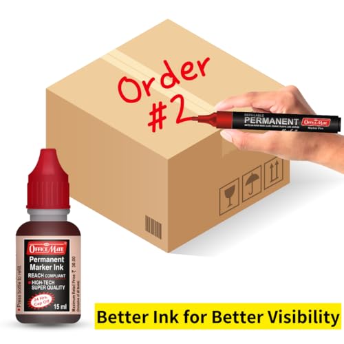 Image of Soni Officemate Permanent Marker Combo Set with Refill Ink | Multicolor Pack | Waterproof, Quick Dry Ink | Works on Glass, Paper, Plastic, Wood, Fabric & Metal | Office, School & Industrial Use