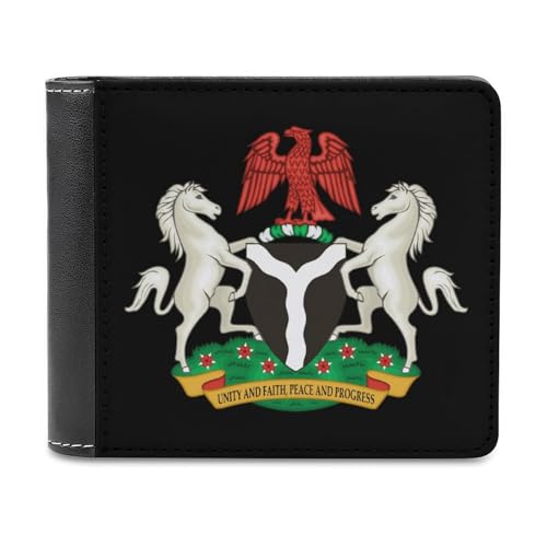 Coat of Arms of Nigeria Men's Wallet Bifold with RFID Blocking Slim Wallet with Card Slots Custom Gifts for Women