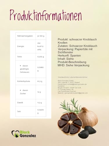 Naturkost Schwarzer Knoblauch aus Spanien (10 Knollen) - 90 Tage fermentierter Knoblauch, vegan & nachhaltig, Black Garlic aus Spanien