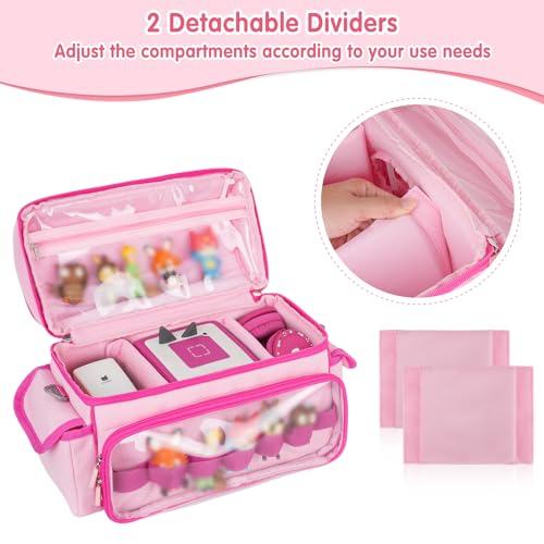 Image of Carrying Case Compatible with Toniebox Starter Set,Cute Storage Bag for Tonies Figures Characters,Tonies Headphones & Accessories, Pink, Modern