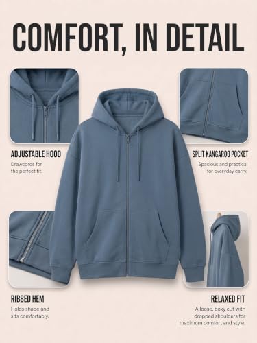 Image of Nobero Classic Zipper Hoodie for Men | Zip Up Hoodies for Men | Regular Fit | Full Zip Closure | Drawstring Hood | Zipped Hooded Sweatshirt | Cotton Rich Zipper Fleece Hoodie