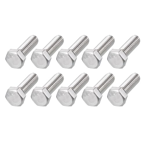 Image of METALLIXITY Hex Head Bolts (5 /16-18 x 1 inch) 10Pcs, 304 Stainless Steel 18-8, Fully Threaded, External Hex Drive, Plain Finish, Hex Head Screw Bolt, Silver