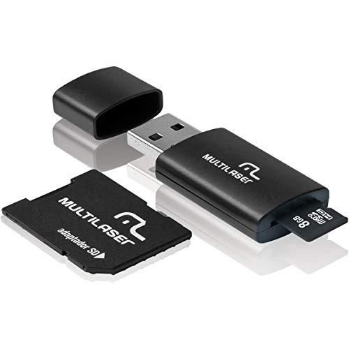 Kit 3 em 1 Pendrive + Adaptador SD + Cartão De Memória Classe 4 com Trava de Segurança 8GB Preto Mul