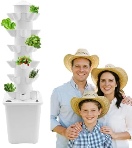 Kit de Cultivo Hidropónico Vertical con 6 Niveles, 30 Agujeros pa...