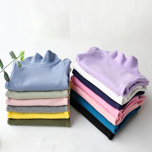 Betadog Girls Turtleneck Sweater Kids Casual Long Sleeve Pullover Tops Long Sleeve Turtleneck Solid (Grey, 6-7 Years)2