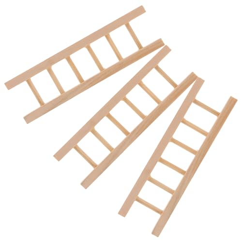 WEKAMOS Lot de 3 Mini-échelles en Bois pour Maison de Poupée, Petite Échelle Décorative Compacte, Accessoire Miniature pour Décor D’échelle, Modèle D’échelle pour Loisirs Créatifs