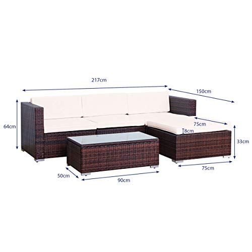 Evre Rattan Outdoor Garden Furniture Set 4 Seater California Sofa Set