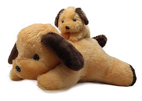 Image of Tickles Adroable Lying Dog with Baby Stuffed Soft Plush Animal Toy for Kids Baby Boys & Girls Birthday Gifts (Size: 40 cm Color: Brown)